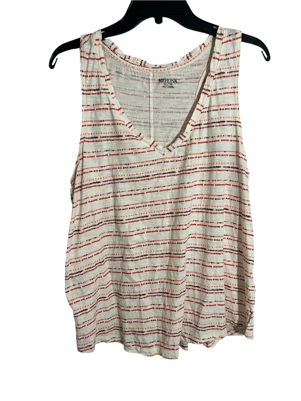 Merona Cream Tank Top with Red & Brown Stripe Detail